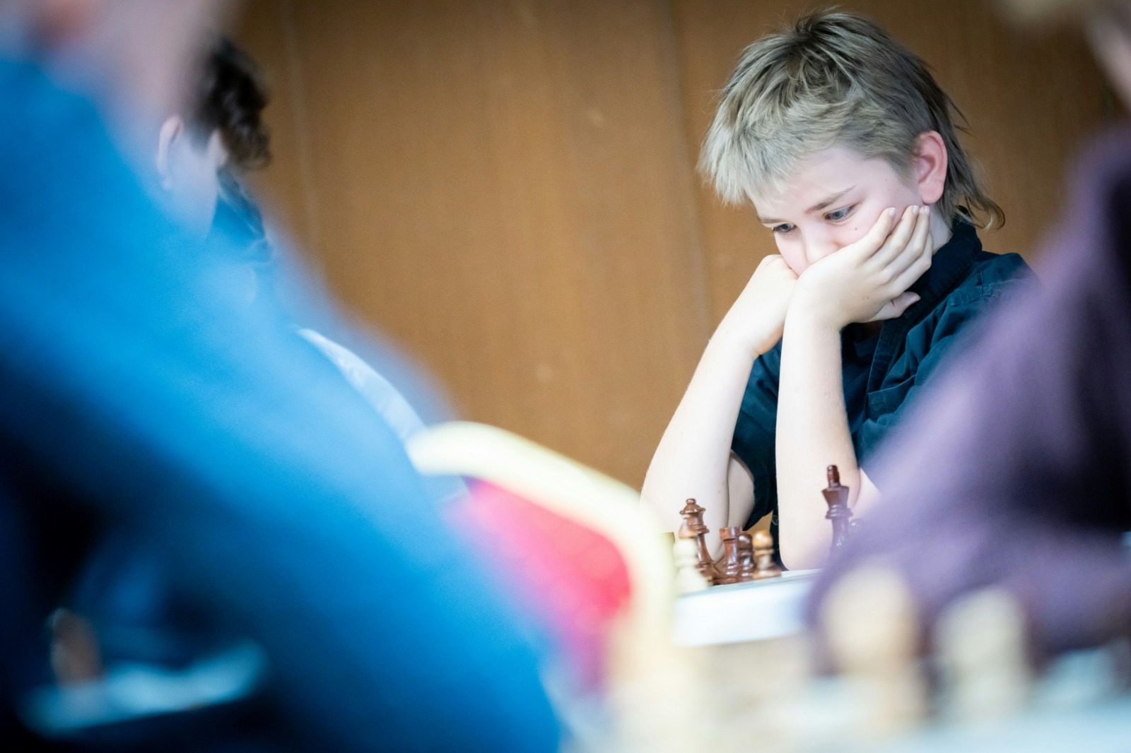 Chess player in focus